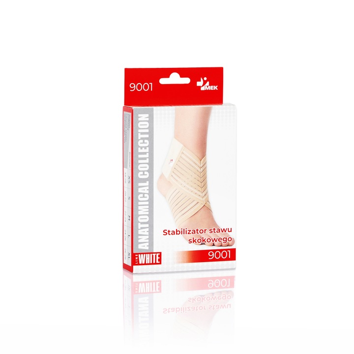 Glezniera MEK® 9001, bandaj elastic tip soseta, cu manson de compresie si banda ajustabila cu velcro, marime L, unisex, bej