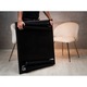 Masa pentru restaurant sau bucatarie, din MDF cu miez negru, acoperita cu HPL, Picioare metalice rabatabile Standard, Stejar Davos Maro H3133 ST12, 90x90 cm