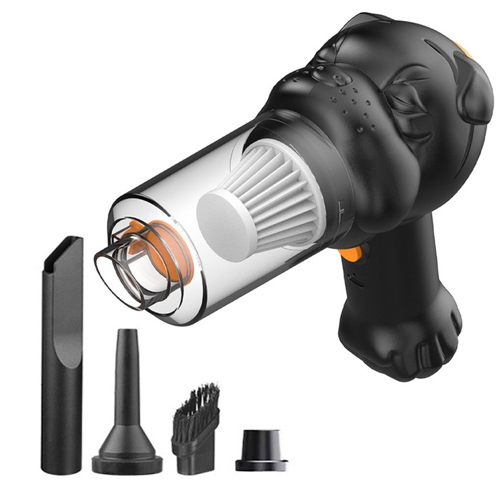 AZERON® 120 W-os hordozható kézi porszívó, többfunkciós 4 az 1-ben tisztítás, fújás, felfújás és evakuálás otthoni vagy autós használatra, USB töltés, fekete
