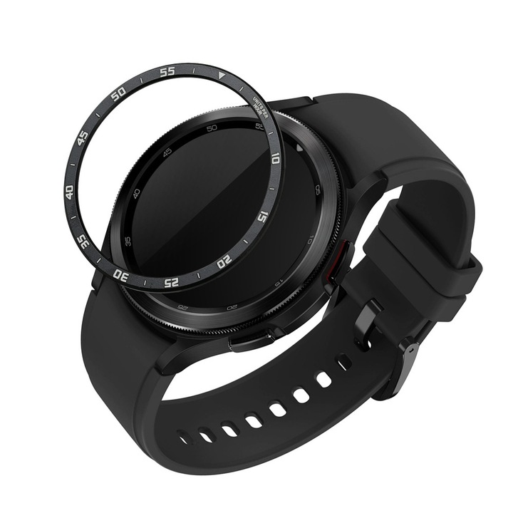 Kwmobile keret Samsung Galaxy Watch 6 Classic-hoz, fekete/ezüst, alumínium, KWM000024TK001C