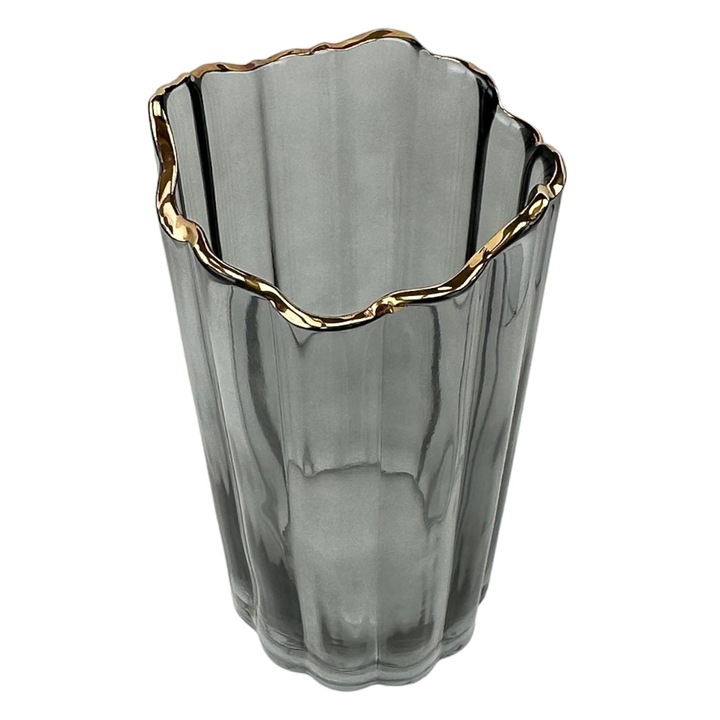 Декоративна стъклена ваза с цветя "Селена" 24х12, Черна