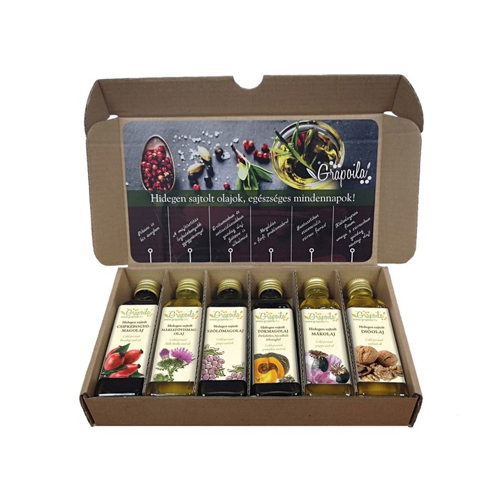Kóstolódoboz / Csipkés (csipkebogyómag-, máriatövismag-, tökmag-, mák-, szőlőmag-, dióolaj) 6x40 ml