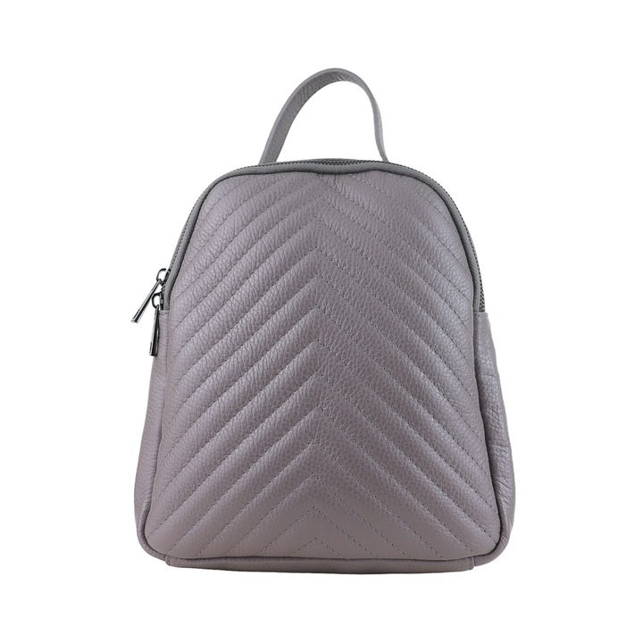 Дамска раница, Moranti Boho-M, естествена кожа, 26x10x19 см, сива