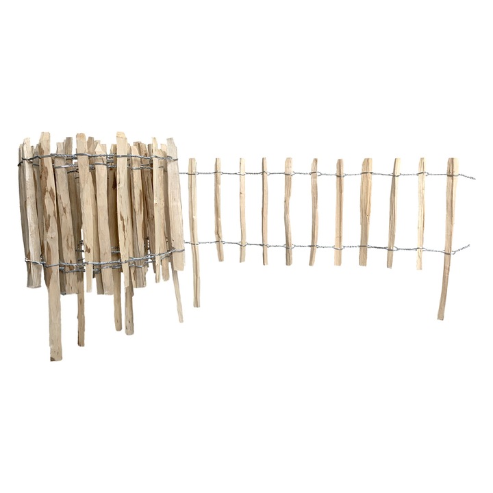 Gard de lemn cu stalpi, Floranica, alun, 100 cm x 50 cm distanta 4-6 cm