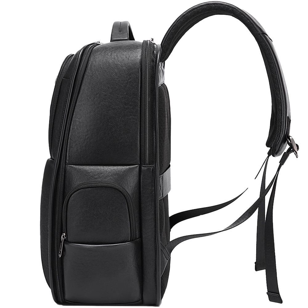 Rucsac aparat foto, compartiment laptop 15.6 inch, din piele naturala, sistem fixare pe valiza, rezistent la stropi de apa, BANGE, BG6626BK, Negru