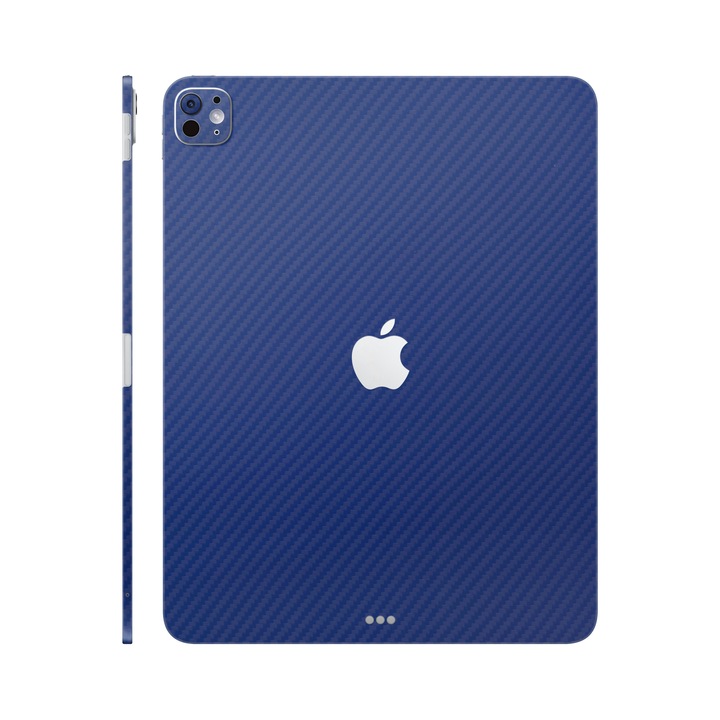 Folie de protectie pentru iPad Pro 11" (2024), Colectia Elegans, Skin Spate cu laterale unite, Carbon Albastru