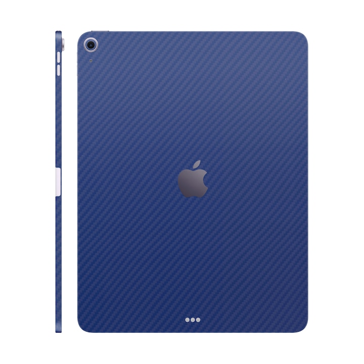 Folie de protectie pentru iPad Air 13" (2024), Colectia Elegans, Skin Spate cu laterale unite, Carbon Albastru