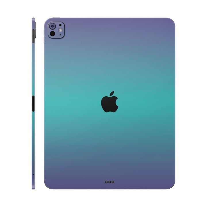 Folie de protectie pentru iPad Pro 13" (2024), Colectia Unique, Skin Spate cu laterale separate, Cameleon Turcoaz-Lavanda
