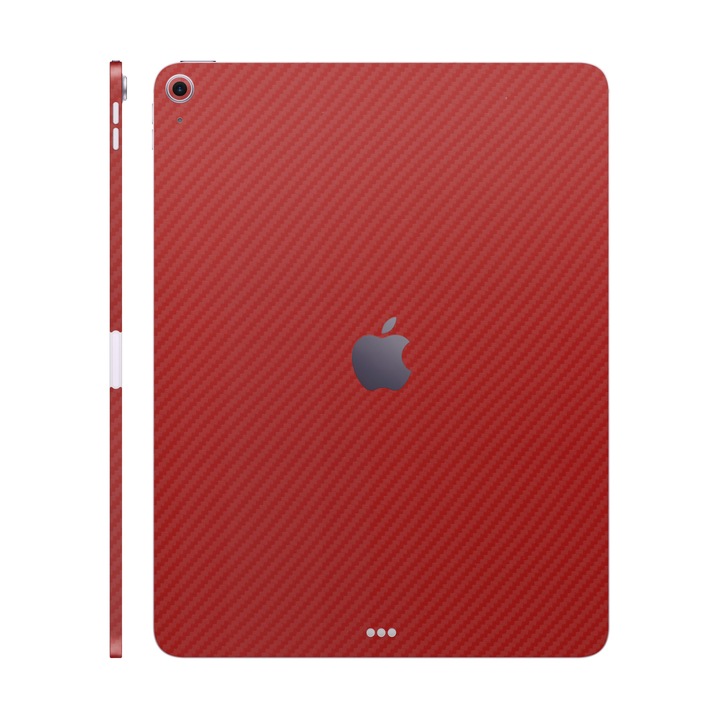 Folie de protectie pentru iPad Air 13" (2024), Colectia Elegans, Skin Spate cu laterale separate, Carbon Rosu