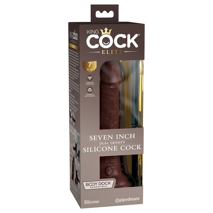 Dildo King Cock Elite 21 cm, silicon, baza cu ventuza