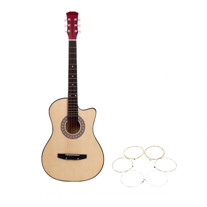 Chitara clasica din lemn, DEPOX®, set de corzi incluse, 95 cm, Natur