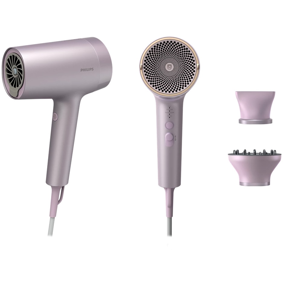 Uscator de par Philips Seria 7000 BHD723/10, 1800W, tehnologie ThermoShield Advanced cu 2 senzori, ingrijire cu ioni 360, 4 moduri de coafare, 2 viteze, buton de aer rece, 2 acceso