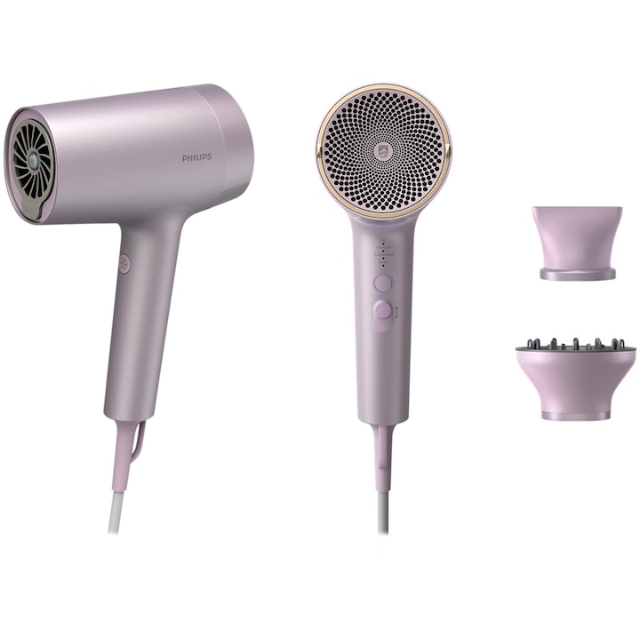 Сешоар Philips Series 7000 BHD723/10, 1800W, Технология ThermoShield Advanced с 2 сензора, Грижа с йони 360, 4 режима на оформяне, 2 скорости, Бутон за студен въздух, 2 магнитни аксесоара, Rose beige