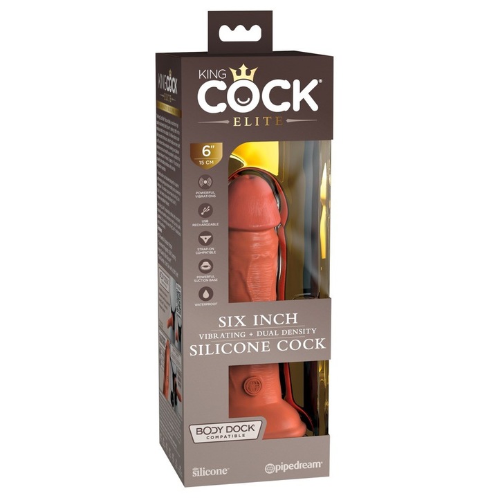Vibrator King Cock Elite, 17.8 cm, Silicon, Vibratii multiple