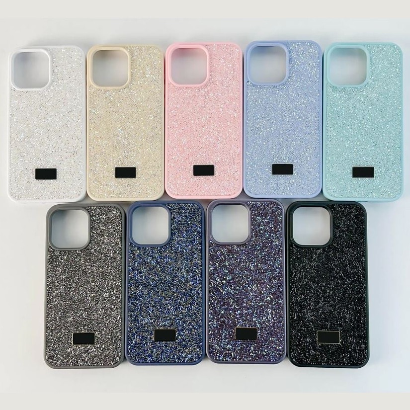 Husa Glamour, Cristale stralucitoare, Pentru iPhone 14 Pro Max, Antisoc, Protectie completa, Bleumarin