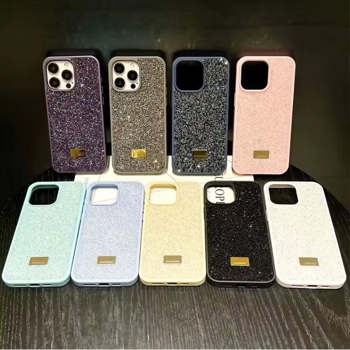 Husa Glamour, Cristale stralucitoare, Pentru iPhone 14 Pro Max, Antisoc, Protectie completa, Bleumarin