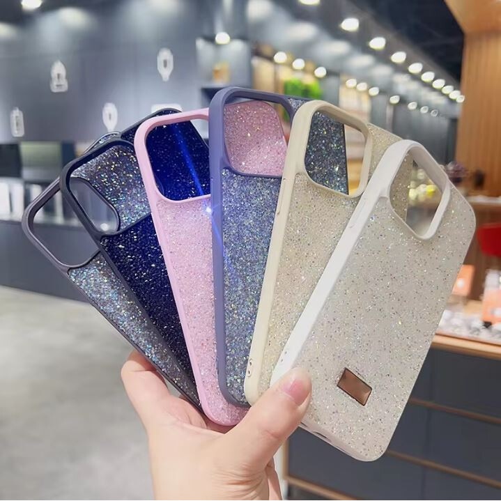 Husa Glamour, Cristale stralucitoare, Pentru iPhone 14 Pro Max, Antisoc, Protectie completa, Bleumarin