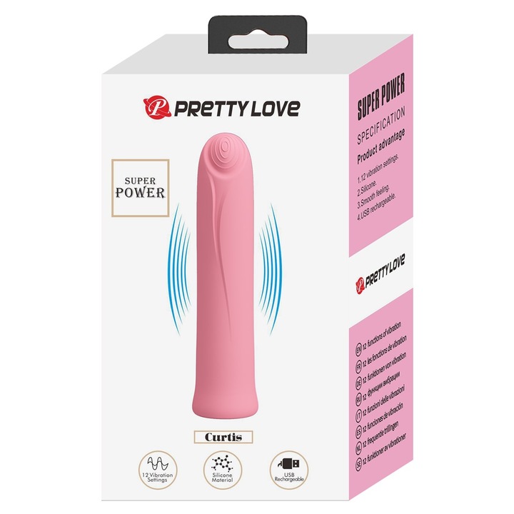 Pretty Love Curtis vibrátor, 12 vibrációs mód, USB újratölthető