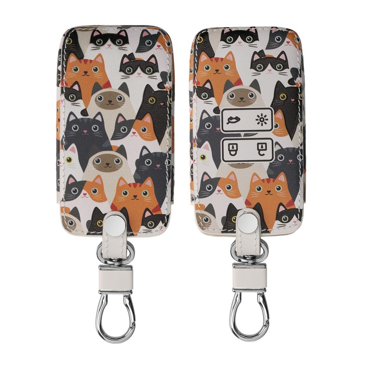 Husa Cheie Auto Kwmobile pentru Renault 4 Butoane - Smart Key, Multicolor, Piele ecologica, KWM000008UA045C