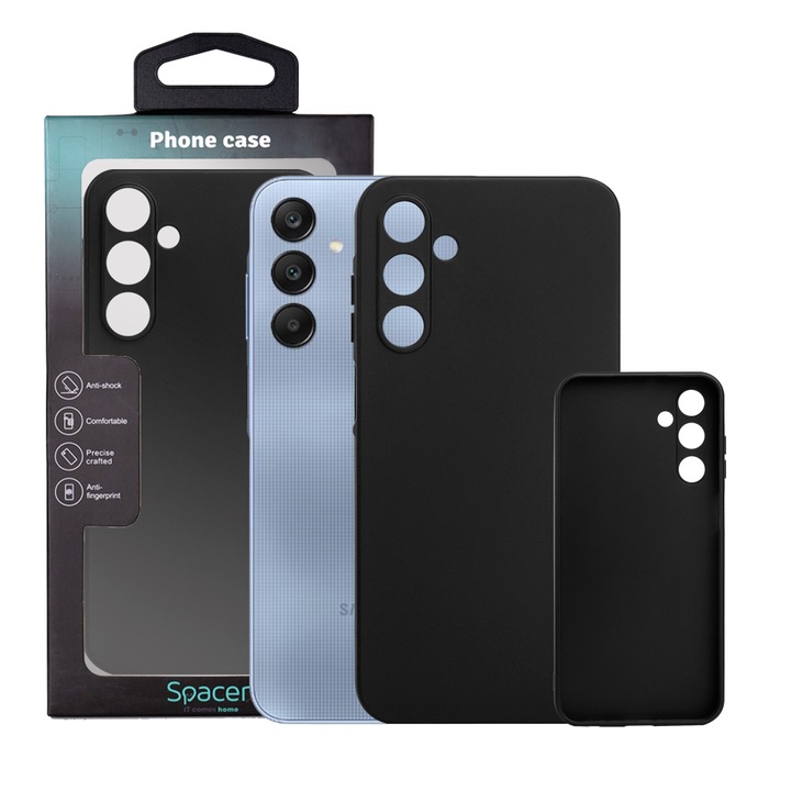 Калъф Spacer за Samsung Galaxy A25, черен, дебелина 1.5 мм, гъвкав TPU материал