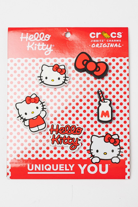 Crocs, Джибиц Hello Kitty, 5 броя, Червен, Бял