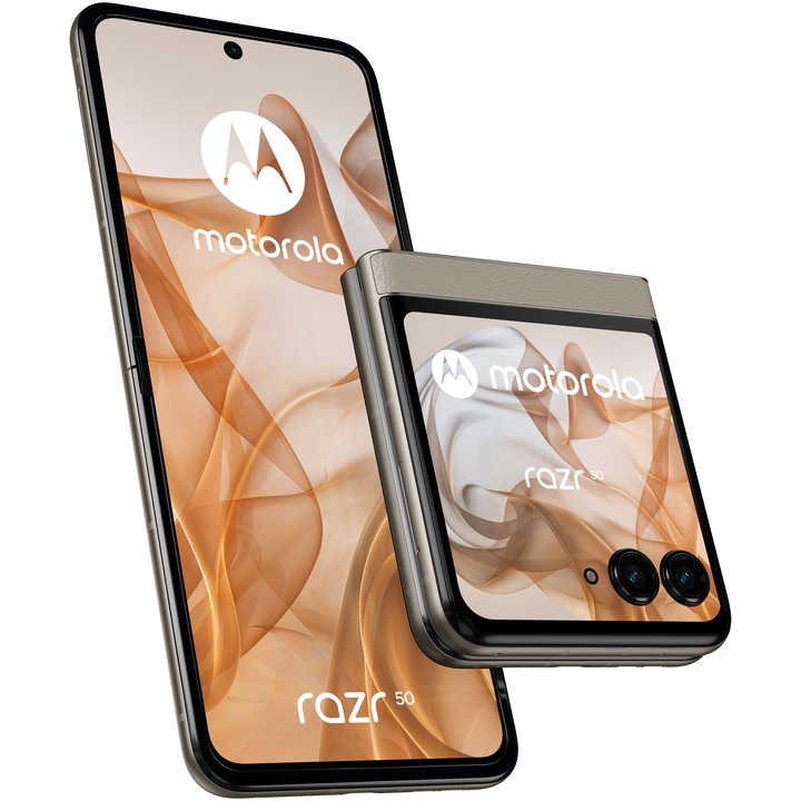 Telefon mobil Motorola Razr 50, Dual SIM, 8GB RAM, 256GB, 5G, Beach Sand