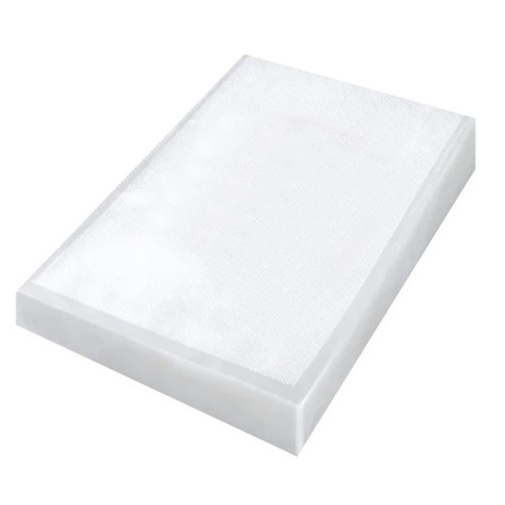 Set de 50 pungi vidat alimente Fabra®, pentru aparat de vidat, reutilizabile, sous vide, canelate cu microcanale, transparente, 20x30 cm