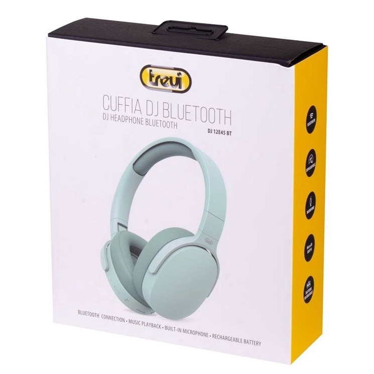 Casti bluetooth on-ear dj 12e45 bt trevi microfon redare pana la 7 ore microsd verde