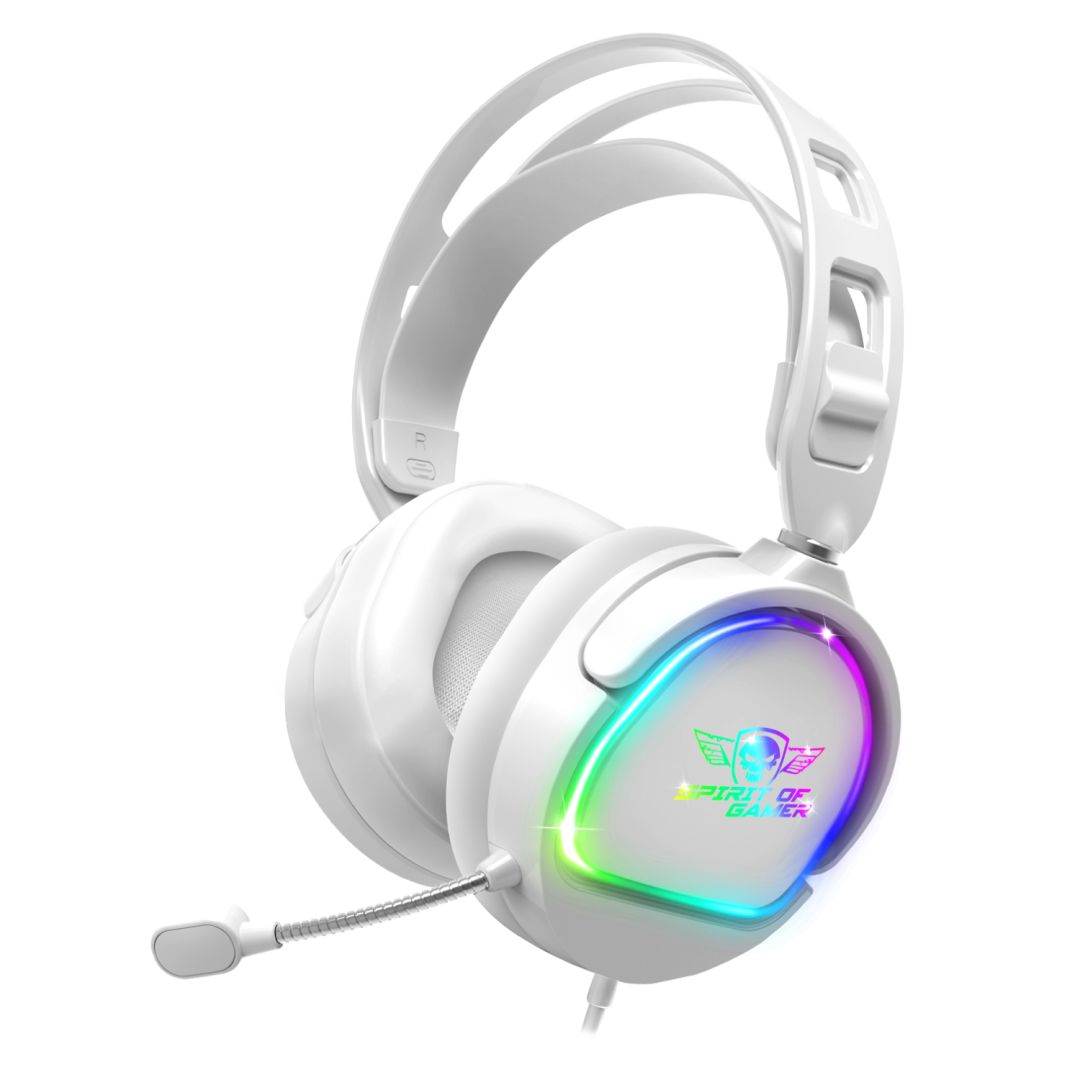 Casti cu fir Spirit of Gamer PRO H6 Arctic, RGB, Jack 3.5mm, Cablu 2m, Alb