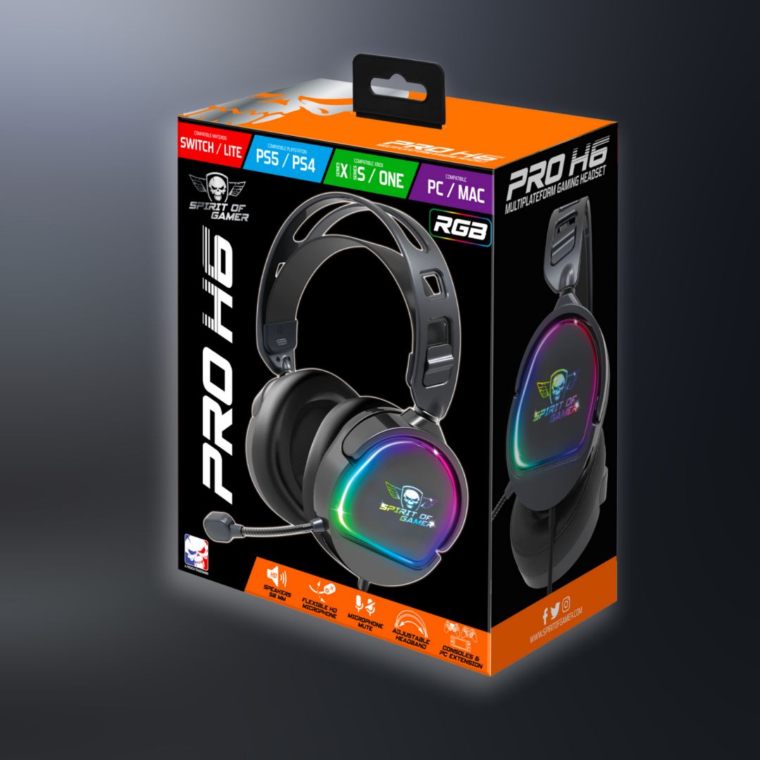 Casti Gaming Spirit of Gamer PRO H6, RGB, Microfon, Negru
