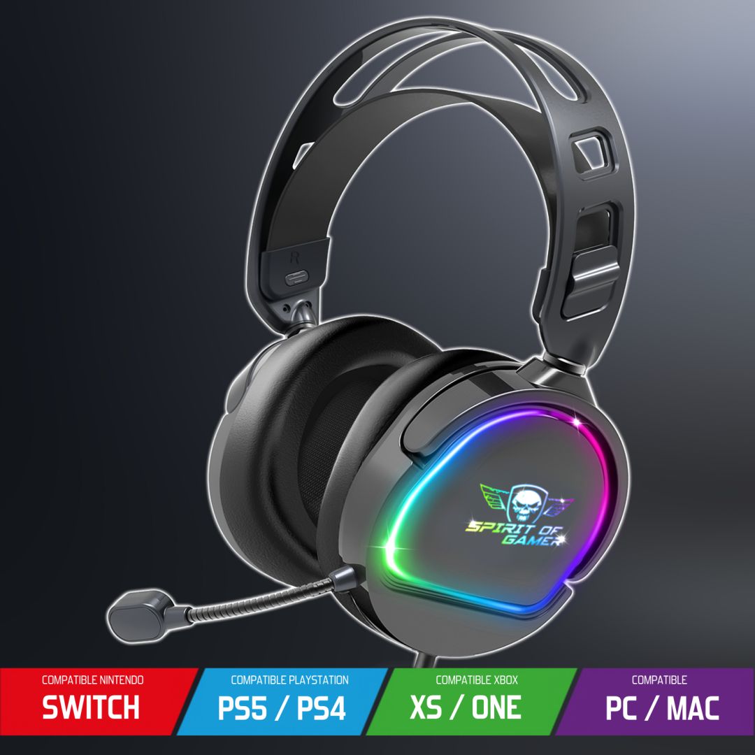 Casti Gaming Spirit of Gamer PRO H6, RGB, Microfon, Negru