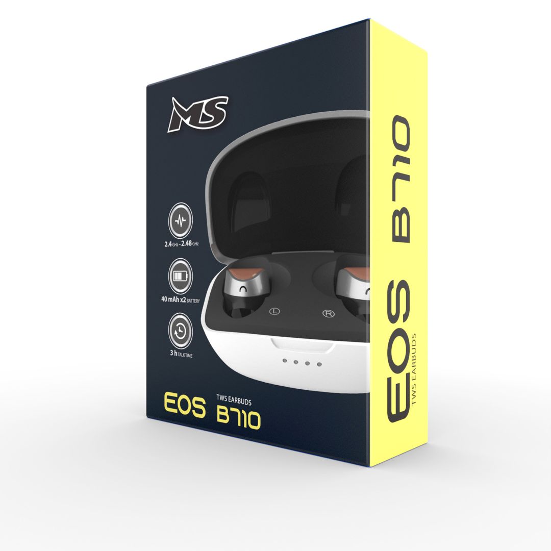 Casti Wireless MS Eos B710, Bluetooth, Microfon, Alb