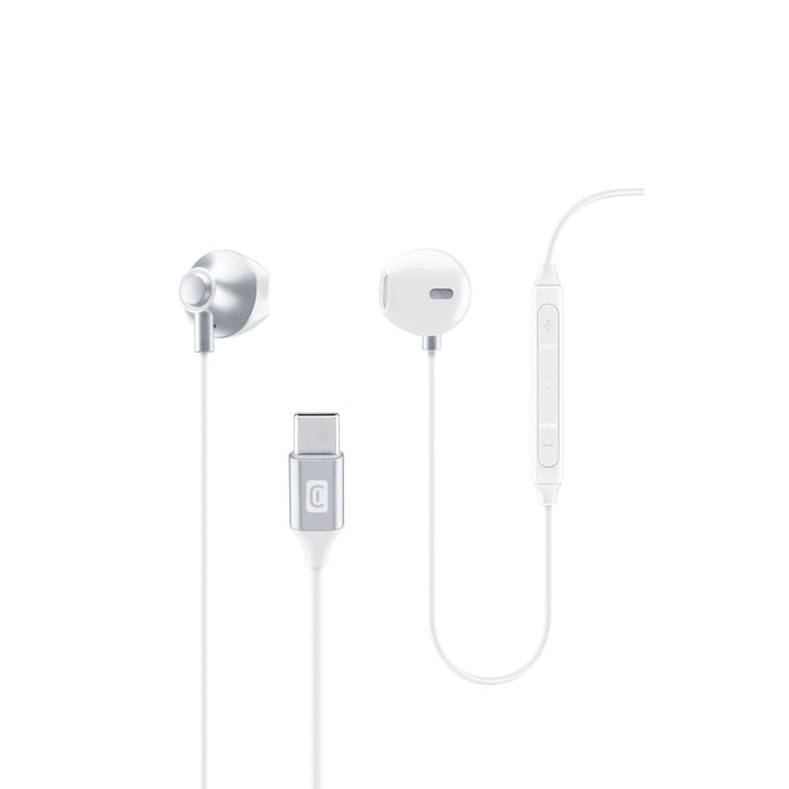 Casti cu fir Cellularline ORBIT, USB-C, cu microfon, alb