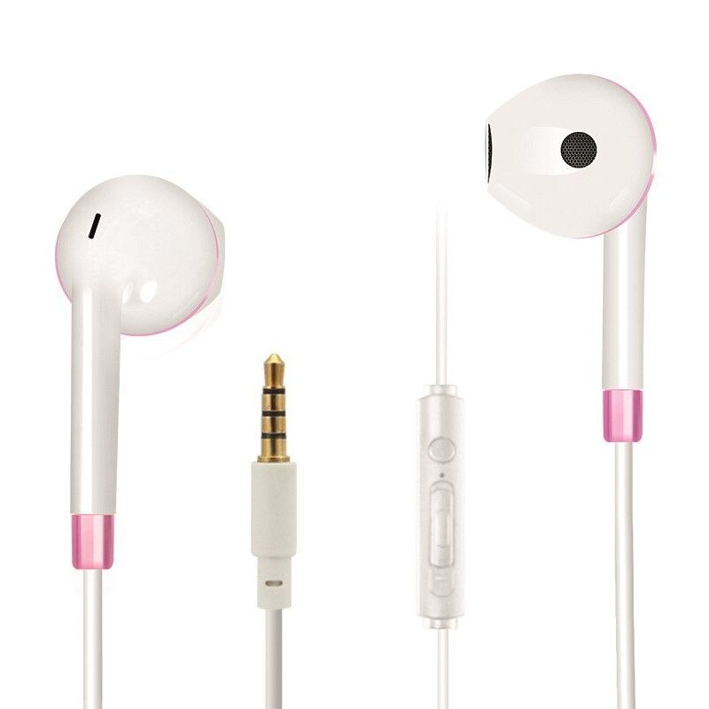 Casti cu fir 2GO Comfort, microfon, jack 3.5mm, alb/roz