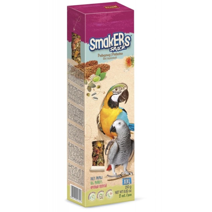 Vitapol Smakers хранителен бар, за големи папагали, с шамфъстък, 250гр