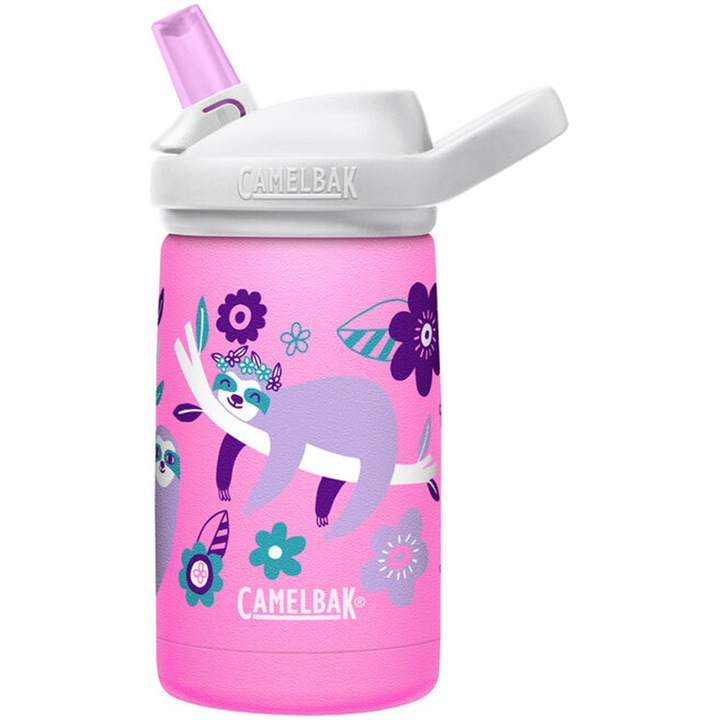 Детска бутилка за вода Camelbak Eddy+ Insulated Stainless Steel Flowerchild Sloth, Розов, 350 мл