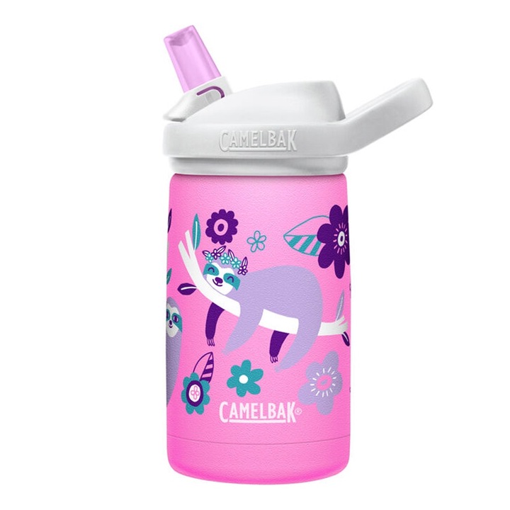 Camelbak Eddy+ Kids szigetelt rozsdamentes acél kulacs, Flowerchild Sloth rózsaszín, 350 ml