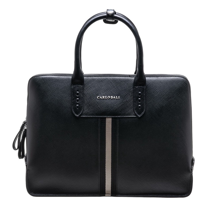 Carlo Dali, Servieta din piele saffiano Enzzo, Negru