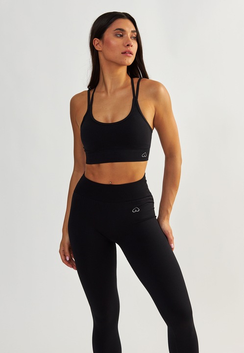 BeShaped, Bustiera cu bretele ajustabile pentru fitness, Negru, XS