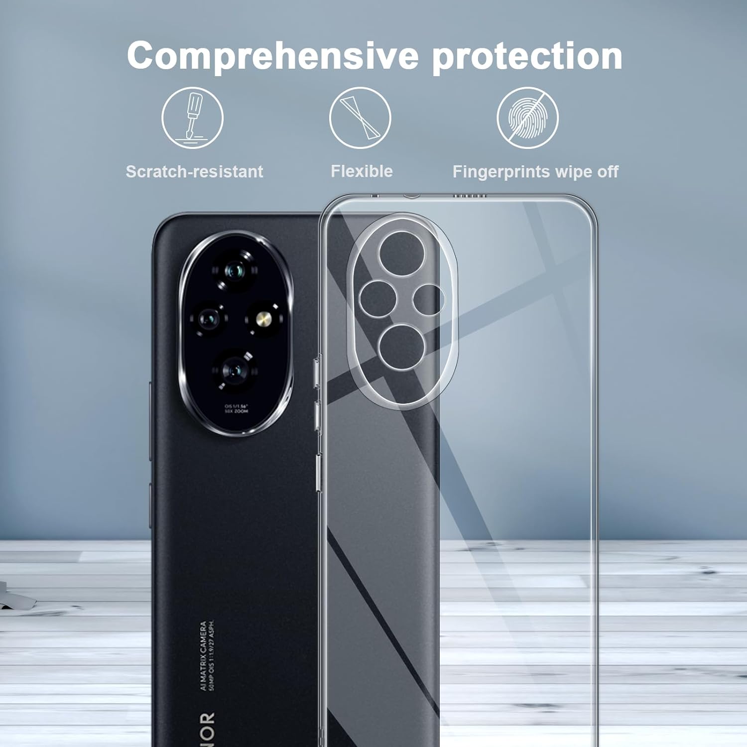 Husa pentru Honor 200 Slim Anti-Shock 1.5mm cu protectie lentile Transparent