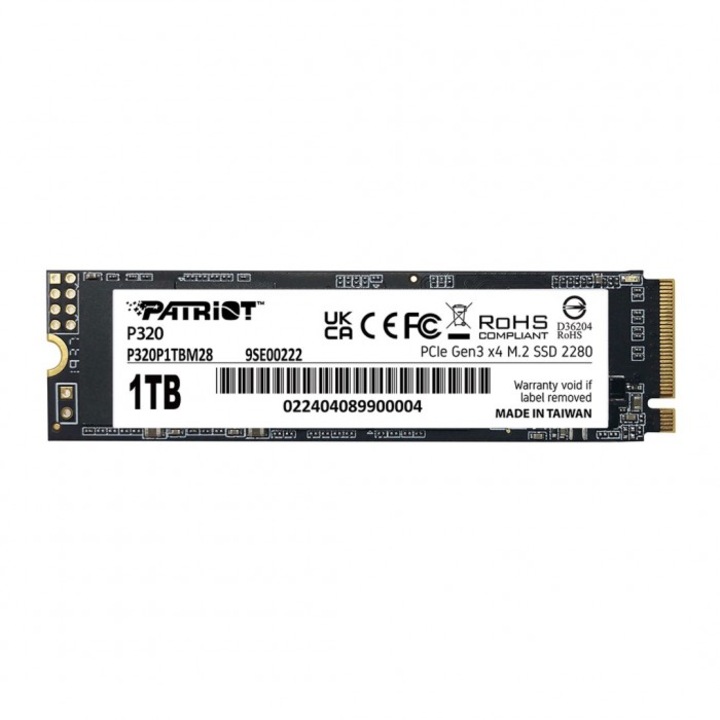 SSD Patriot Viper P320, 512GB, NVMe PCIe Gen 3 x4, 3000 MB/s, 22x80mm