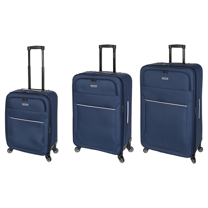 Set trolere extensibile Diplomat ZC 3004, poliester, 4 roti, 3 piese, bleumarin