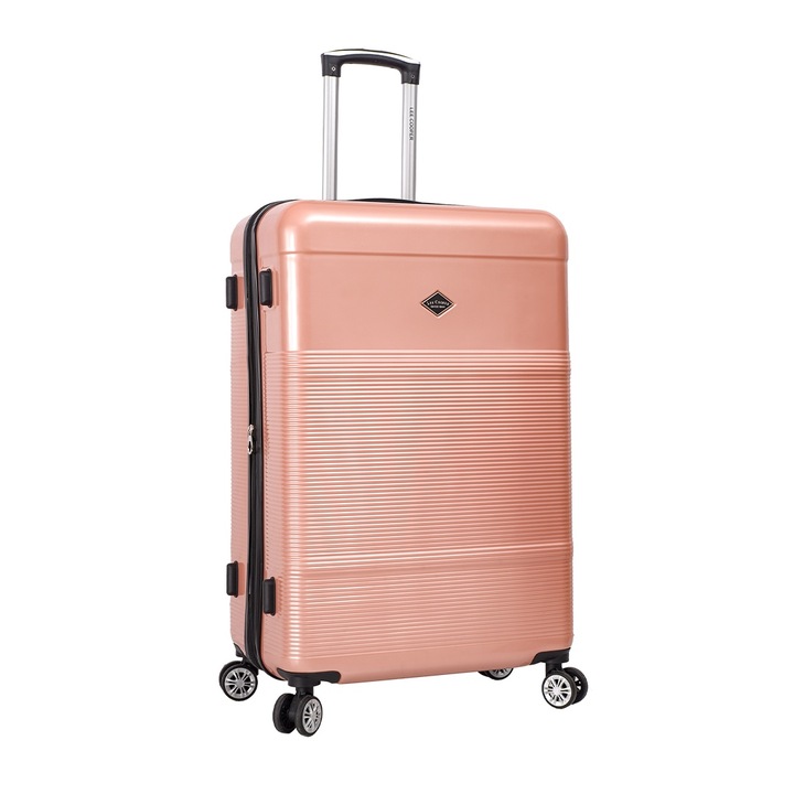 Nagy bőrönd Nyújtható Lee Cooper LC32203 polikarbonát, 4 kerék, zárral, 77 cm, Rosé arany