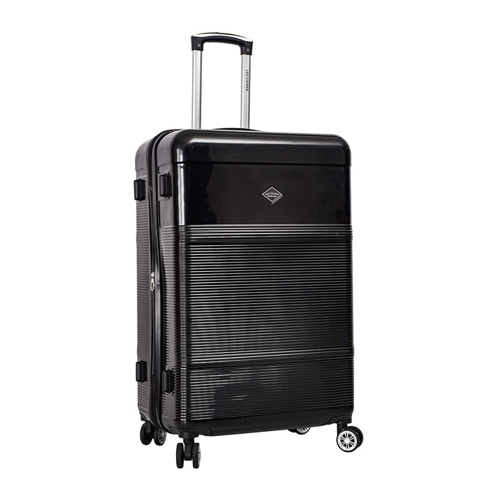 Nagy bőrönd Nyújtható Lee Cooper LC32203 polikarbonát, 4 kerék, zárral, 77 cm, Fekete