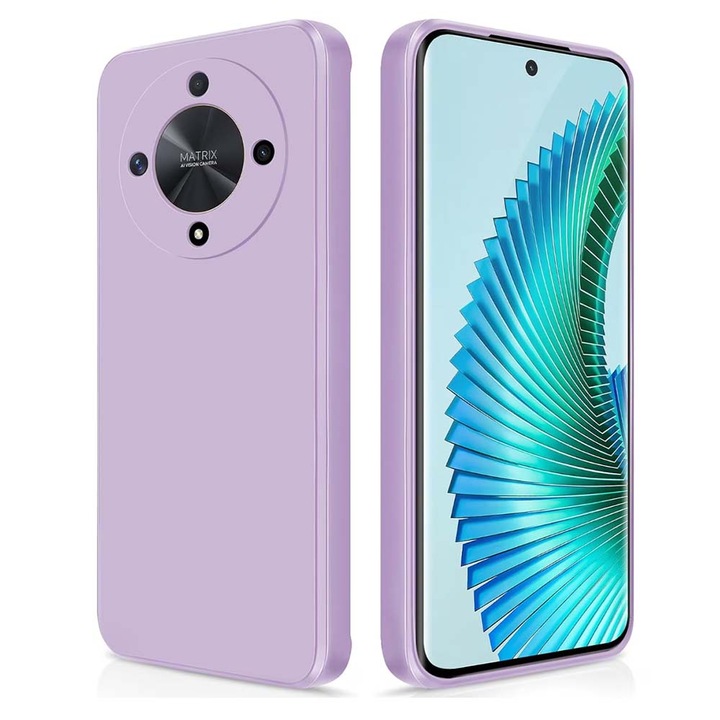 Husa BestCase® Premium Silicon, съвместима с Honor Magic5 Lite, 1.2MM тънка, микрофибър отвътре, противоударна, устойчива на удари, защита на камерата, повдигнати ръбове за защита на екрана, лилава