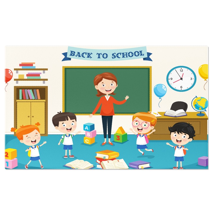 Картина на платно Деца се връщат на училище с учителя, учат нови неща, играят 90x60CM