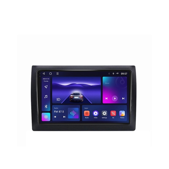 Dedikált navigáció QLED 2K képernyővel NaviMag 8 magos 2GHz 4+64GB Android Bluetooth Rádió GPS Vezeték nélküli Carplay SIM Slot 4G Fiat Stilo 2001-2011