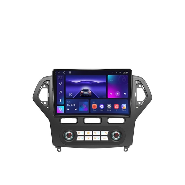 Navigatie dedicata cu ecran QLED 2K NaviMag 8-core 2GHz 4+64GB Android Bluetooth Radio GPS Wireless Carplay Slot SIM 4G Ford Mondeo MK4 2007-2011 clima automata si navigatie originala