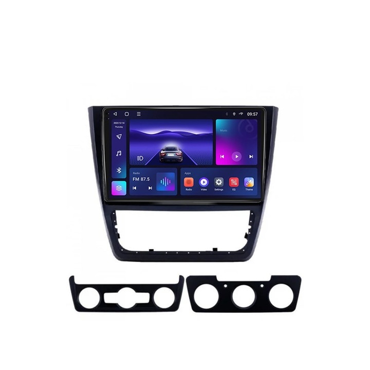 Dedikált navigáció QLED 2K képernyővel NaviMag 8 magos 2GHz 4+64GB Android Bluetooth Rádió GPS Vezeték nélküli Carplay SIM Slot 4G Skoda Yeti 2009-2018