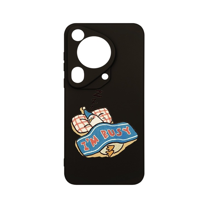 Husa BestCase® Premium Silicon, съвместим с Huawei Pura 70 Ultra, I'm Busy, SLIM 1.2MM, Микрофибър отвътре, Удароустойчив, Защита на камерата, Повдигнати ръбове за защита на екрана, PB 1016
